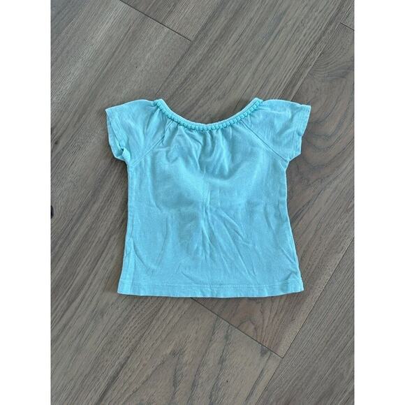 Carters Girls Aqua Blue Pom Pom Trim Knit Short Sleeve T Shirt Size 12M - Picture 2 of 7
